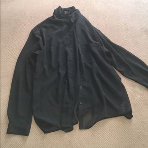 F21 Black Sheer Dress Shirt